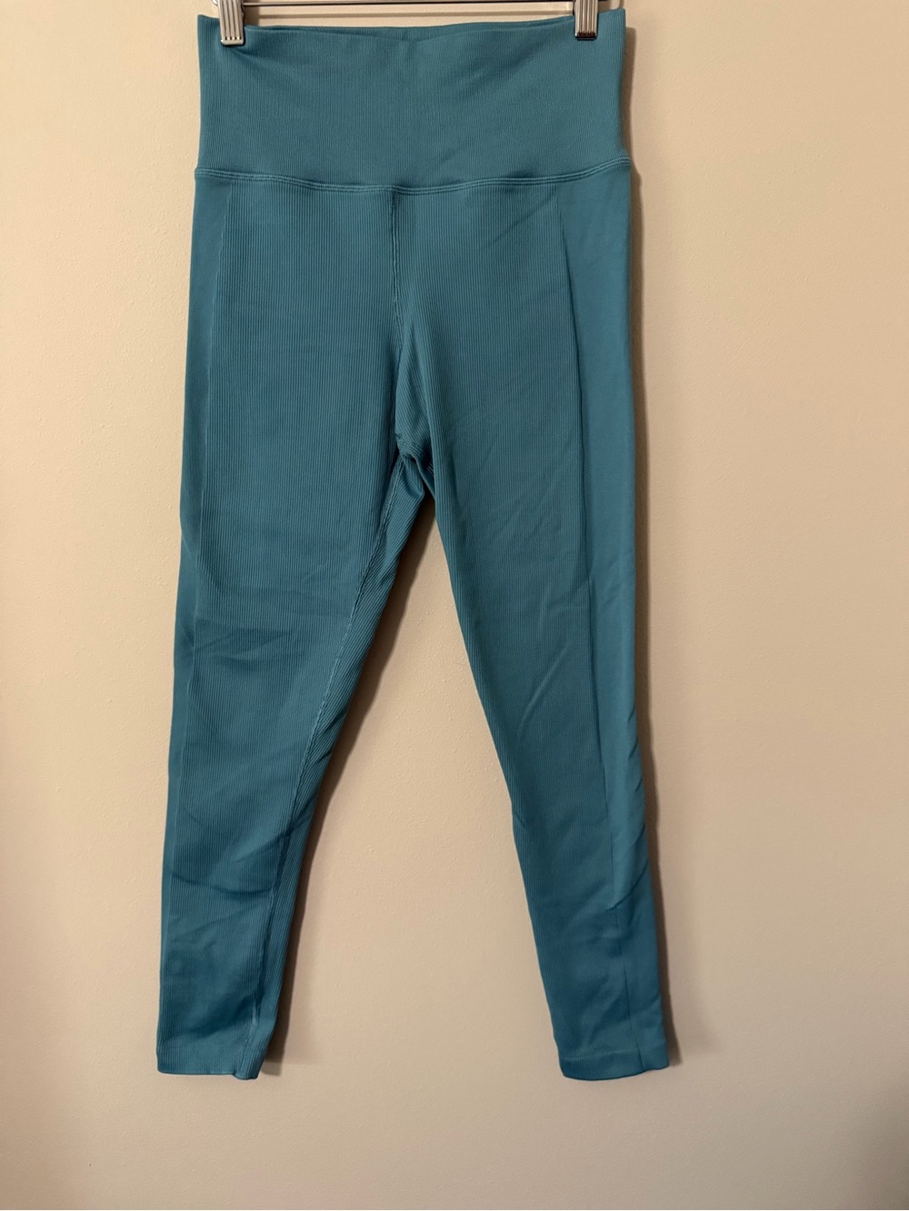 Athleta Ribbed High Rise Leggings Blue Teal Athletic Yoga Pants Women’s M